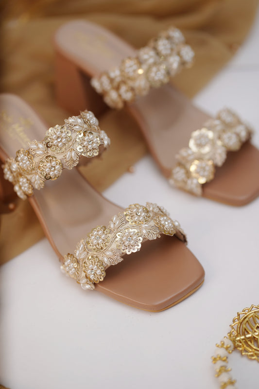 Aria Gold Block heels