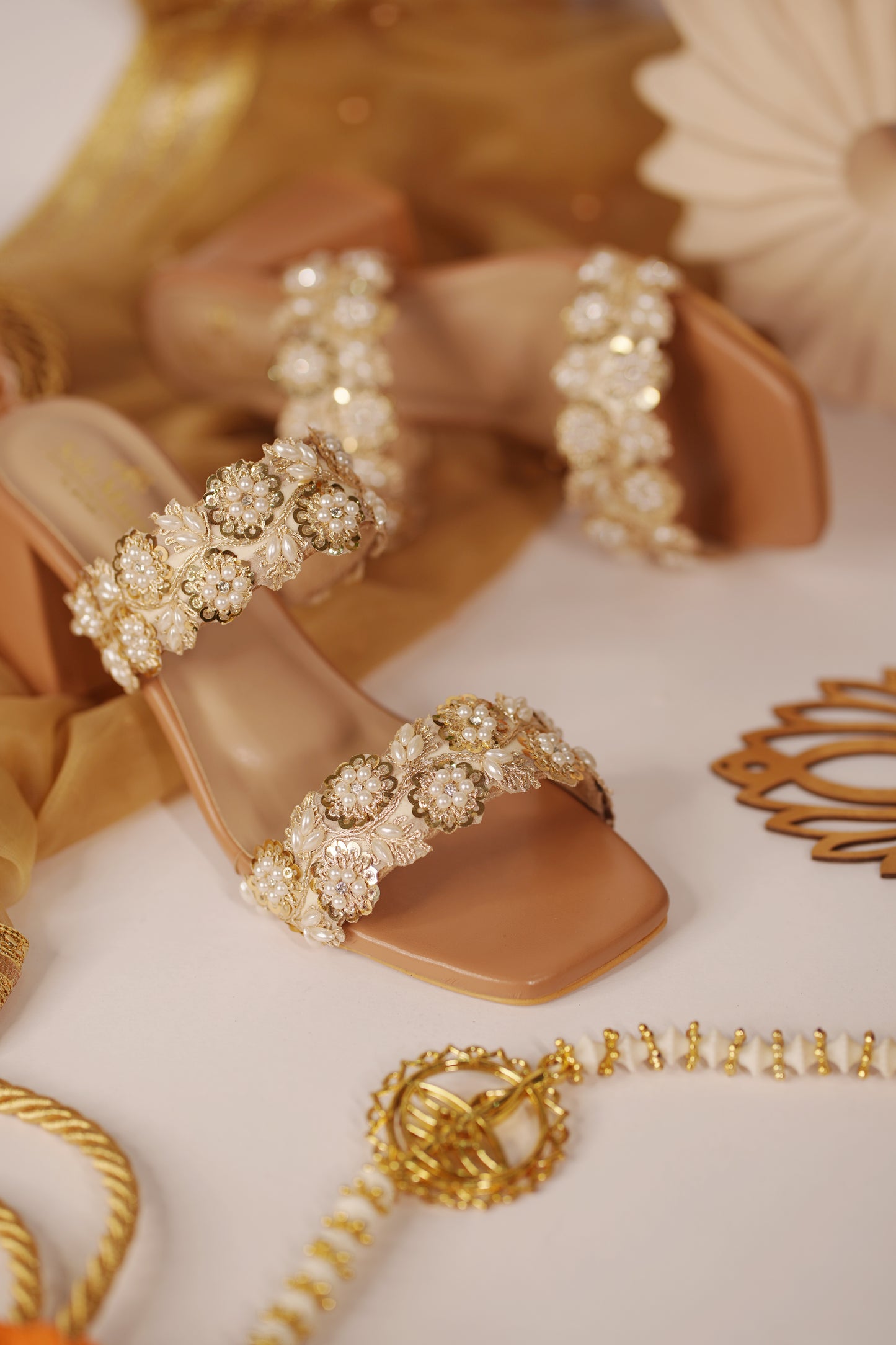 Aria Gold Block heels