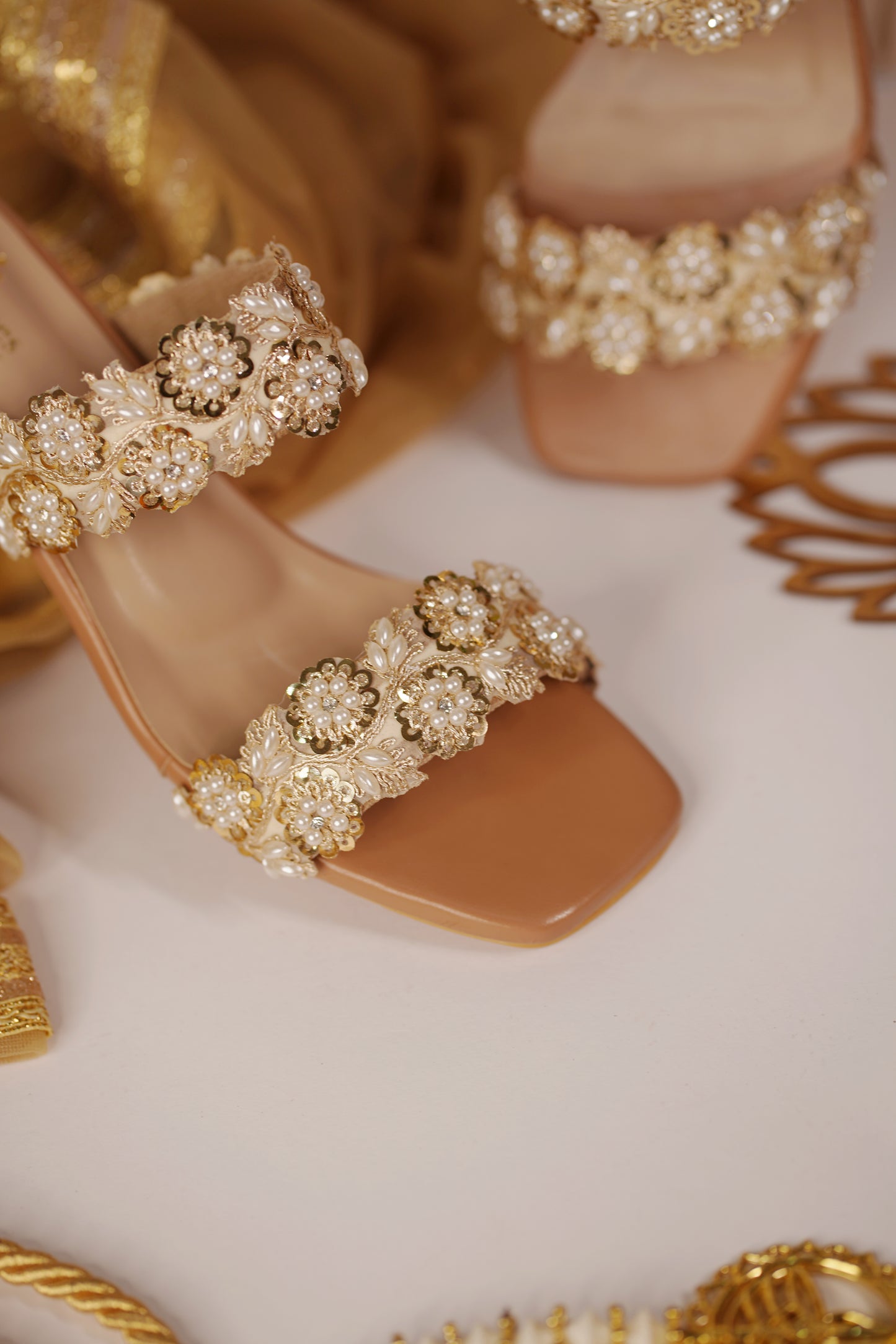 Aria Gold Block heels